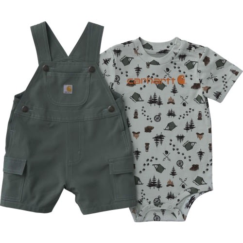 Boys' 2-Piece Short Sleeve Bodysuit & Cargo Pocket Shortall Set (Baby)