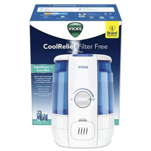 Vicks 1.2 Gallon Cool Relief Filter Free Ultrasonic Humidifier, 400 sq ft, VUL600