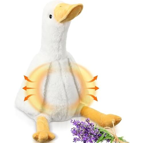 Microwavable Stuffed Animal for Kids Lavender Scented Cute Plush Heatable Coolable Plushie for Gift Adults Soothing Warmth Comfort Heating Pad for Cramps(Goose)
