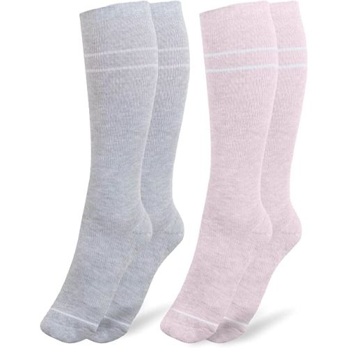 Premium Maternity Compression Socks (2-Pack) | Soft Pink & Grey Heather