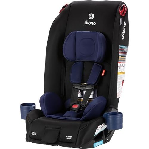 Diono Radian 3R Bonus Pack, 3-in-1 Convertible Car Seat, Rear Facing & Forward Facing, Comes with Comfort Insert and Cup Holders, Black Jet & Blue Surge