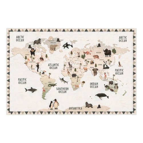 Animal Map Area Rug, Washable Rugs, Animal Rugs, Kids Room Rugs, Kids Rug, Nursery Rugs, Nursery Decor, Washable Area Rugs, 5x7 Rug