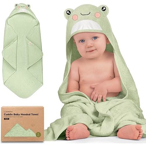 KeaBabies Baby Hooded Towel - Viscose Derived from Bamboo Baby Towel, Toddler Bath Towel, Infant Towels, Large Hooded Towel, Organic Baby Towels with Hood for Girls, Babies, Newborn Boys (Frog)