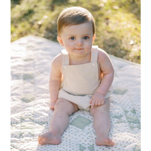 Edgehill Collection x Kristin Ellen Hockman Baby Boys Newborn-24 Months Alfie Tan Gingham Sunsuit Bubble