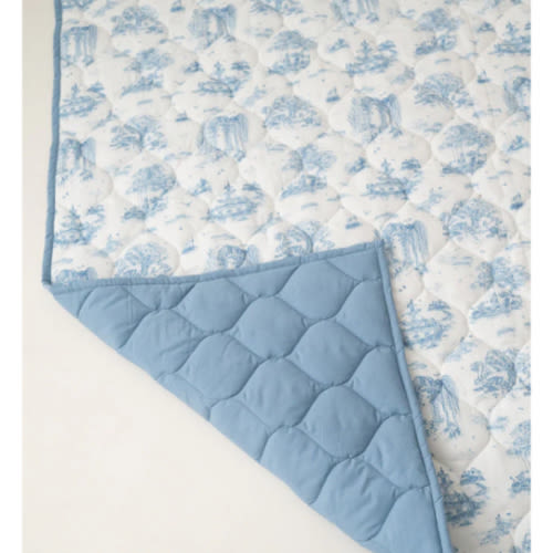 Spring Toile Blue Quilted Playmat - Organic Cotton Baby Playmat – The Gilded Bird US