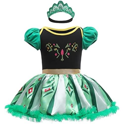 Dressy Daisy Infant Baby Girl Princess Onesie Romper Fancy Dress Costume Halloween Birthday Bodysuit Outfit with Headband