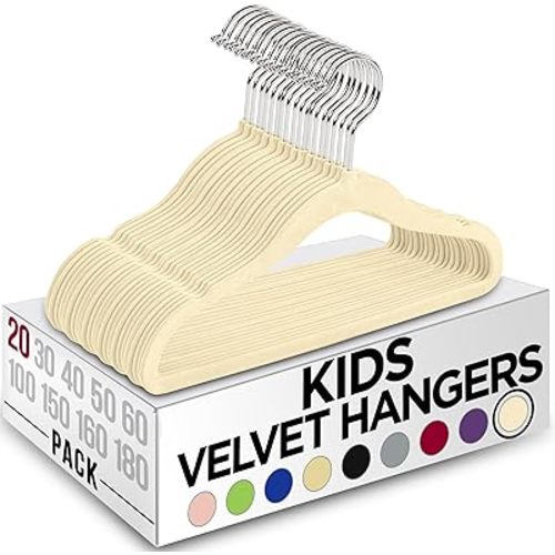 Utopia Home Kids Hangers Velvet (20 Pack) - 11 Inch Durable Baby Hangers for Closet - Perfect for Toddler & Non Slip for Everyday Use (Ivory)