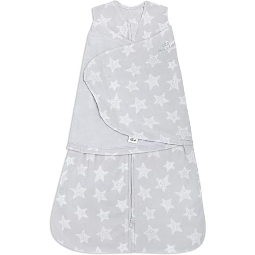HALO Micro-Fleece Sleepsack Swaddle, 3-Way Adjustable Wearable Blanket, TOG 3.0, Grey Stars, Small, 3-6 Months