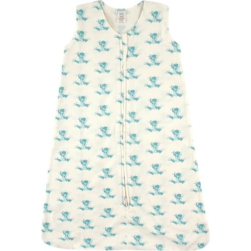 Touched by Nature Unisex Baby Organic Cotton Sleeveless Wearable Sleeping Bag, Sack, Blanket, Geometric Frog, 6-12 Months