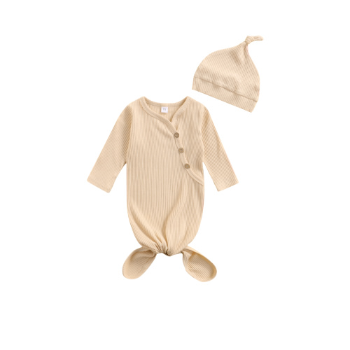 Sunisery Newborn Baby Girl Boy Coming Home Knotted Gown Unisex Infant Sleep Onesie Cute Baby Winter Pajamas