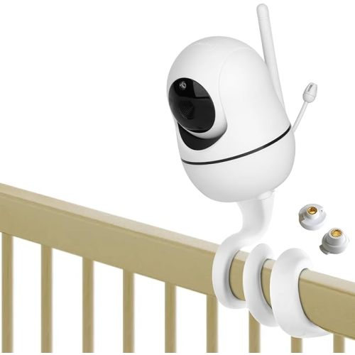 iTODOS Baby Monitor Mount Compatible with HelloBaby HB65/HB66/HB248,ANMEATE SM935E Baby Monitor Camera, Versatile Twist Mount Without Tools or Wall Damage -White