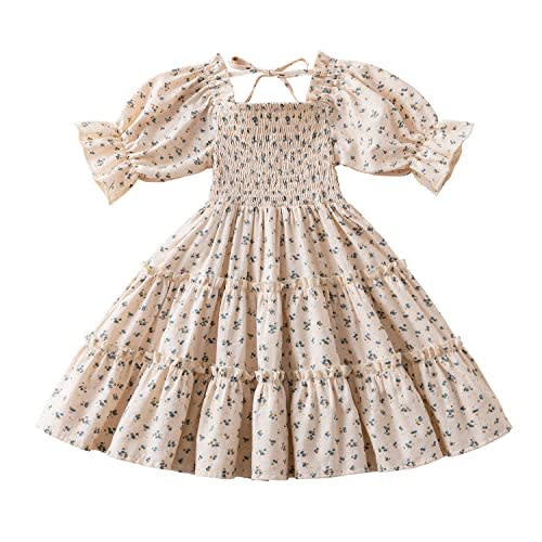 NNJXD Little Girl Floral Dress Princess Girls Casaul Printed A-line Sundress