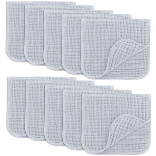 Muslin Burp Cloths Large 100% Cotton by Comfy Cubs (Sage, Pack of 10)