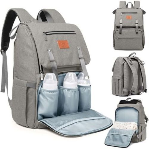 KeaBabies Explorer Diaper Bag Backpack, Large Diaper Bags for Girl, Boy, Baby Diaper Backpack with Changing Pad (Trendy Black)