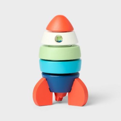 Wooden Rocket Stacking Toy - 8pc - Gigglescape™: Educational Wooden Toys for Toddlers, Shapes & Colors, Fine Motor Skills