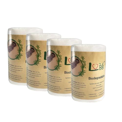 LVBB 100% Bamboo Biodegradable Rayon Cloth Diaper Liners Disposable, Gentle and Soft Disposable Bamboo Diaper Liner, Fragance and Chlorine Free Disposable Liners,White,100 Count/Roll (Pack of 4)
