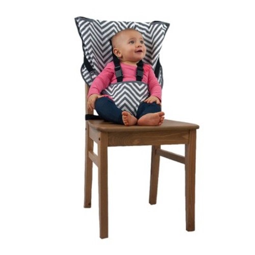 CozyBaby Portable Easy Seat Washable Travel Cloth High Chair Baby Seat with Secure Reinforced Safety Harness and Travel Bag, Gray