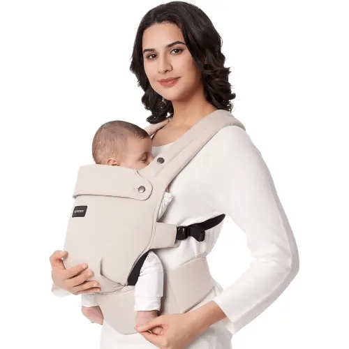 Momcozy Baby Carrier - Ergonomic, Cozy and Lightweight Carrier for 7-45lbs, Effortless to Put On, Ideal for Hands-Free Parenting, Enhanced Lumbar Support, Purehug for Infant to Toddler, Khaki