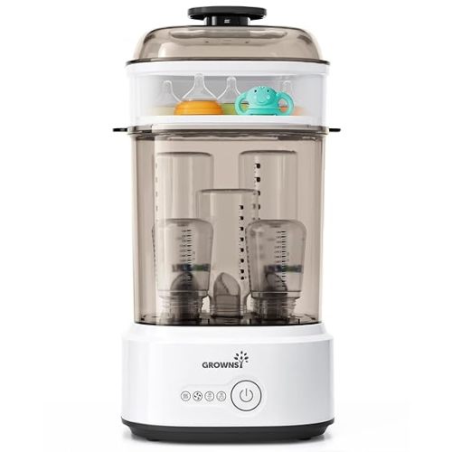 Bottle Sterilizer and Dryer, Compact Electric Steam Baby Bottle Sterilizer (Esterilizador de Biberones), Bottle Sanitizer for Baby Bottles, Pacifiers, Pump Parts Black