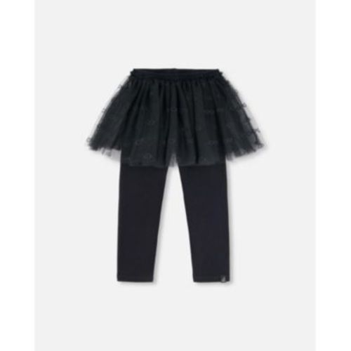 Baby Girls Baby Leggings With Tulle Skirt Black
