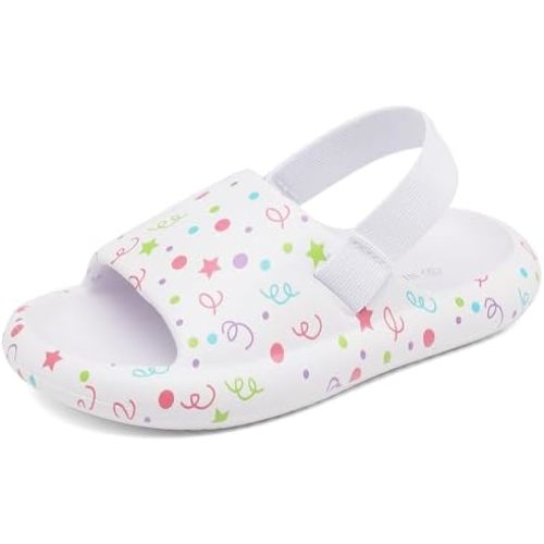 INMINPIN Toddler Boys Girls Slides Sandals Comfort Beach Pool Shower Slippers with Elastic Back Strap