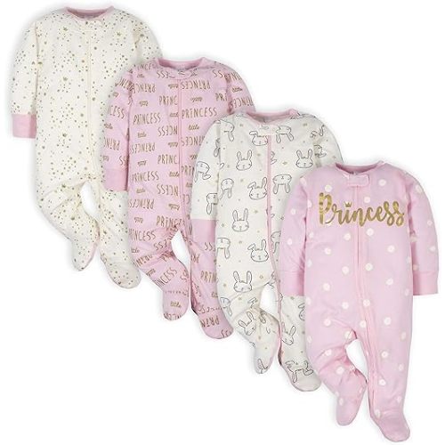 Gerber Baby Girls 4-Pack Sleep 'N Play Footie