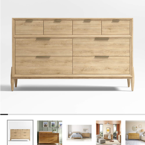 Bodie Natural Oak Wood Wide 8-Drawer Kids Dresser
