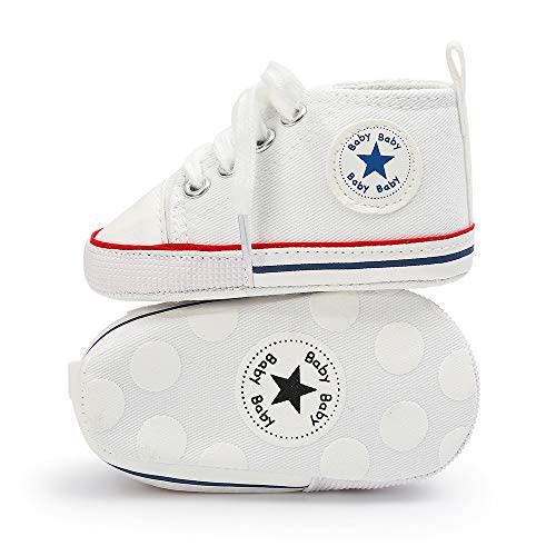 KIDSUN Unisex Baby Boy Girl Canvas Sneaker Soft Sole Infant Lace up Newborn Ankle Toddler First Walkers Crib Shoes