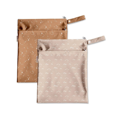 Mama Koala Waterproof Wet Dry Bags for Baby Items, Cloth Diapers, Swimsuits, Travel, Gym Clothes, Beach, Pump Parts, Toiletries, Two Zippered Pockets, 2 Pack (W016)