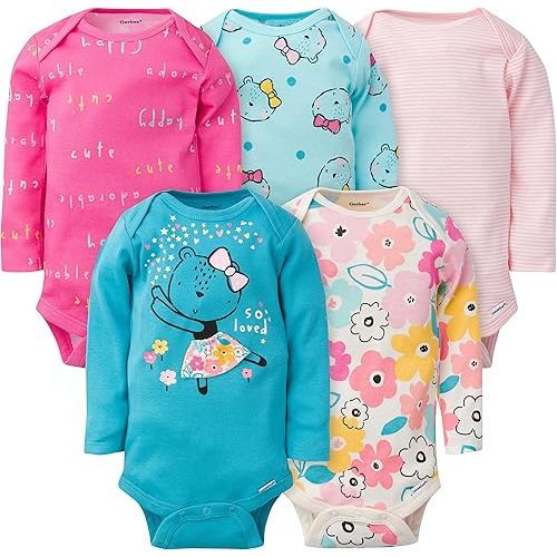 Gerber Baby Girls' 5-Pack Long-Sleeve Onesies Bodysuit