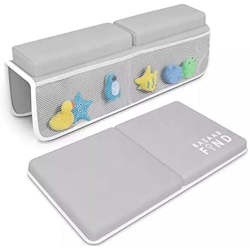 Bath Kneeler And Elbow Rest Pad - Kneeling Pad For Bathing Baby - Thick Grey Bath Kneeler Pad - Soft And Comfortable Bath Pad For Knees - Bath Kneeling Mat Extra Thick and Soft - Baby Bath Elbow Rest