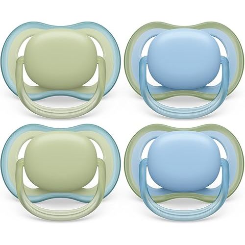 Philips Avent Ultra Air Pacifier - 4 x Light, Breathable Baby Pacifiers for Babies Aged 0-6 Months, BPA Free with Sterilizer Carry Case, SCF085/48