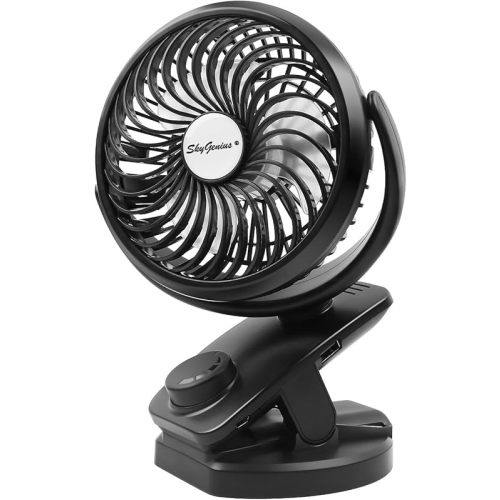 SkyGenius Battery Operated Clip on Fan for Bay Stroller, USB Rechargeable Battery Powered Mini Desk Fan (Max 40Hours)