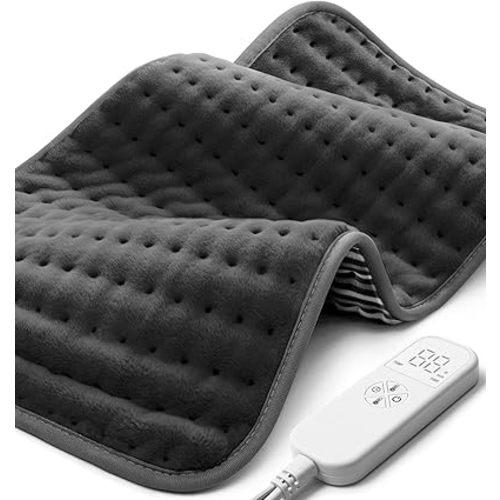 Heating Pad for Back, Neck and Shoulder Pain Relief, Electric Heat Pads for Cramps with 6 Heat Settings, Auto Shut-Off, Moist Dry Heat Options, Machine Washable, 12" x 24", Gifts for Women Men