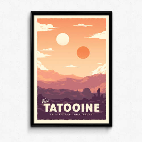 Tatooine Retro Travel Poster – Sylvan Design Co. (12x18)