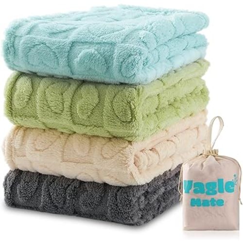 4 Pcs Baby Blankets for Boys Soft Toddler Small Blanket for Daycare, Fleece Kid Mini Blanket for Crib Baby Shower, 30 X 40, Blue Green White Grey
