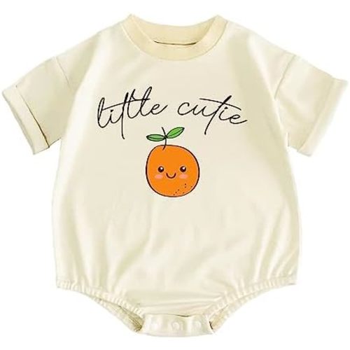 Little Cutie Romper Cute Little Orange Print Baby Coming Soon Newborn Infant Girl Citrus First Birthday Romper
