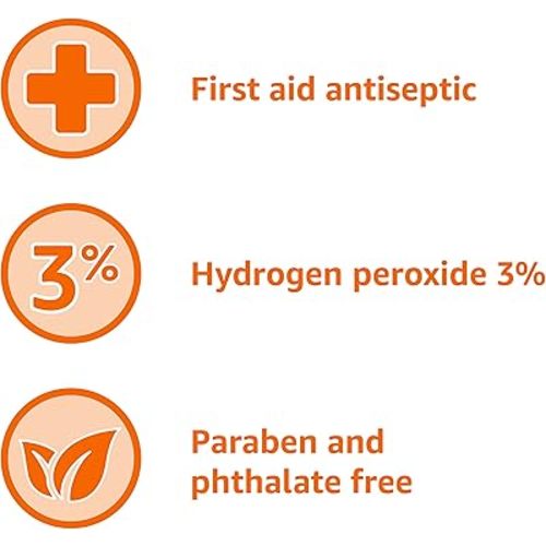 Amazon Basics Hydrogen Peroxide Topical Solution USP, First Aid Antiseptic for Cuts, Scrapes and Wound Disinfection, Pack of 1, 32 fl oz