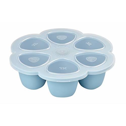 BEABA Silicone Multiportions Baby Food Tray, Oven Safe, Made in Italy, Rain
