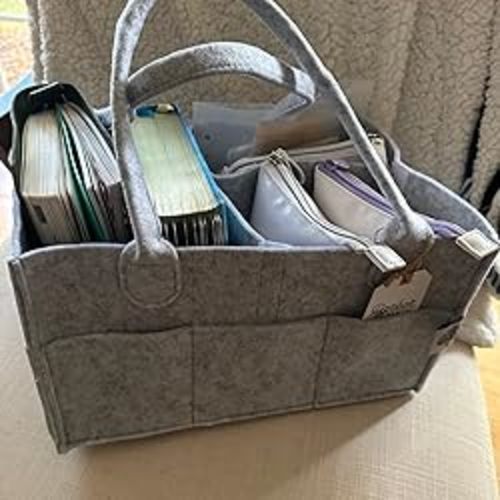 Parker Baby Diaper Caddy - Nursery Storage Bin and Car Organizer for Diapers and Baby Wipes - Oatmeal