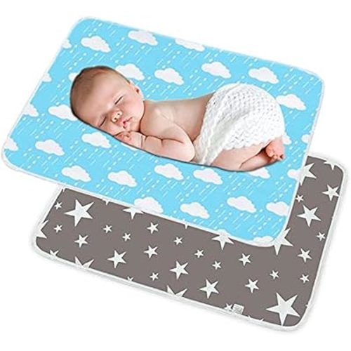 Waterproof Baby Diaper Changing Pad Multi Function Diaper Change Mat for Girls Boys Newborn - Leak Proof Sanitary Mats for Home and Outdoor, Travel,Premium Liners 19.6X27.5 in (Grey&Blue)