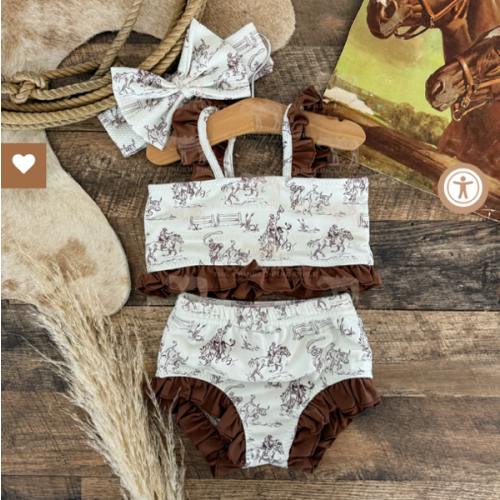 Rodeo Cowgirl Two Piece Ruffle Swimsuit (Minis)