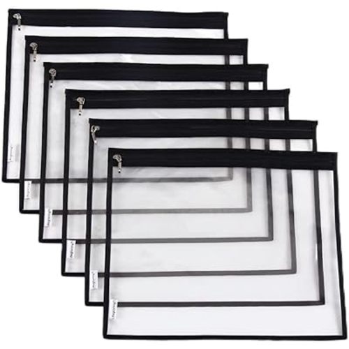 Multi-purpose Water Resisitant Clear PVC Organizer Bag Pouch with Zipper Closure 6-pack