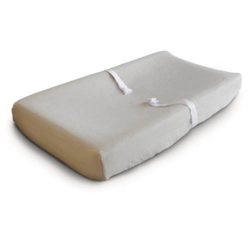 mushie Extra Soft Muslin Fitted Changing Pad Cover (Fog)