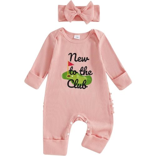 FYBITBO Newborn Baby Girl Fall Winter Outfits Daddys Girls Onesie Romper Long Sleeve Knit Jumpsuit Infant Coming Home Outfit