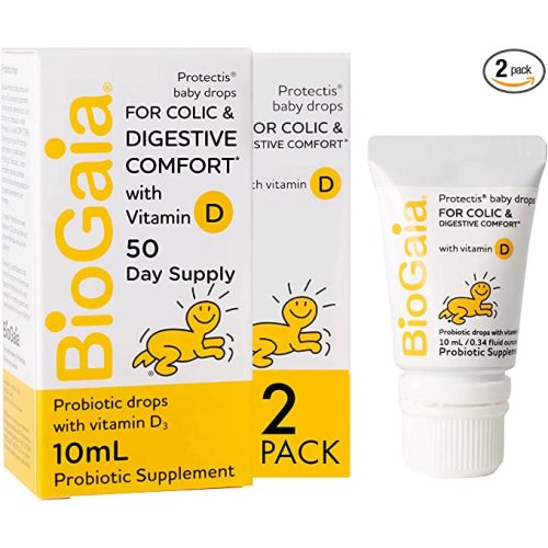 BioGaia Baby Probiotic Drops - Colic & Gas Relief + Vitamin D, 50-Day Supply, Safe for Newborns, Reduces Crying, Fussing, Colic, Gas, Spit-ups & Constipation, No allergens, Dairy or Soy (Pack of 2)