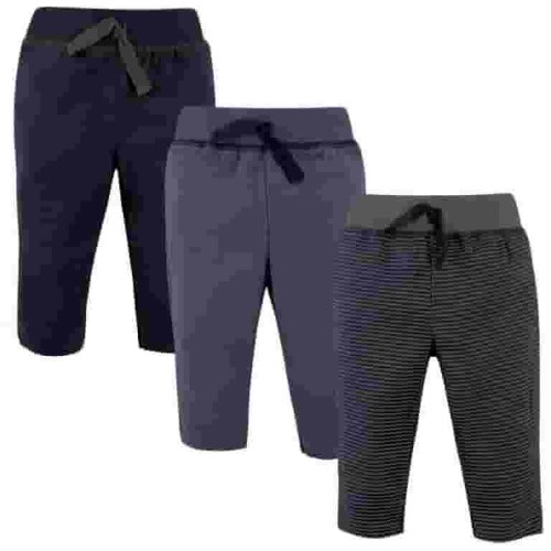 Hudson Baby Infant and Toddler Boy Cotton Pants 3pk, Charcoal Stripe, 12-18 Months