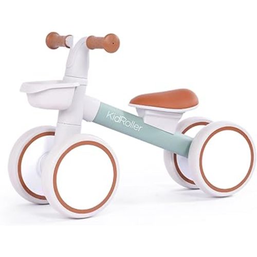 Kid's Balance Bikes for 1 Year Old Boys and Girls, 12-36 Months Toddler Ride-on with Adjustable Seat and a Front Basket, First Birthday Gifts (Green)