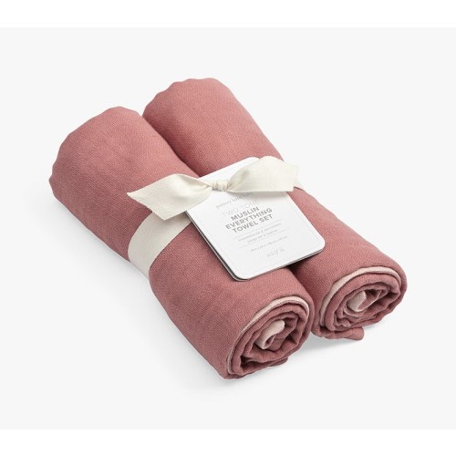 Two-Tone Organic Muslin Towel Set of 2 | Pottery Barn Kids
