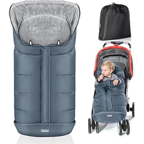 Orzbow Warm Bunting Bag Universal, Stroller Sleeping Bag Cold Weather, Waterproof Toddler Footmuff (Grey, Large)